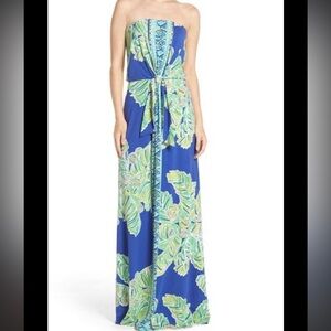 Lilly Pulitzer Blue and Green Maxi Dress